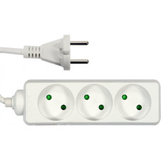 Vorel Pagarinātājs bez zemējuma 3 kontaktligzdām, VOREL, 72489, 3.0m, balts, 230V