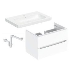 Geberit komplekts - izlietne ar sifonu un skapīti Modo, 800 mm, 2A, balta