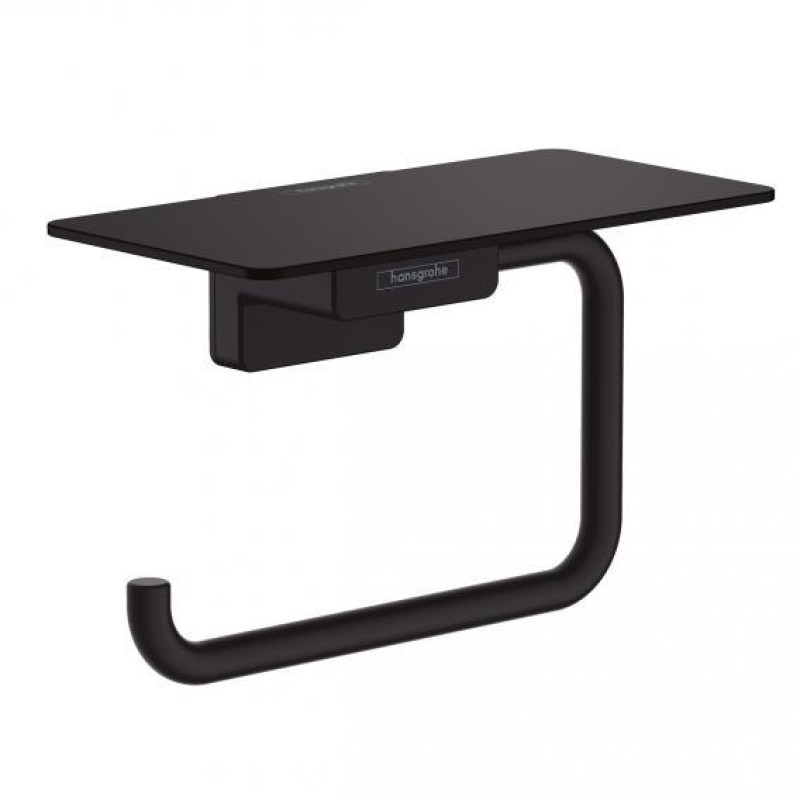 Hansgrohe tualetes papīra turētājs ar plauktiņu AddStoris Q, matēts melns