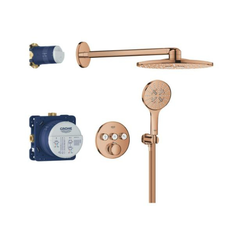 Grohe iebūvējama dušas sistēma ar termostatu SmartControl Rainshower SmartActive 310, warm sunset