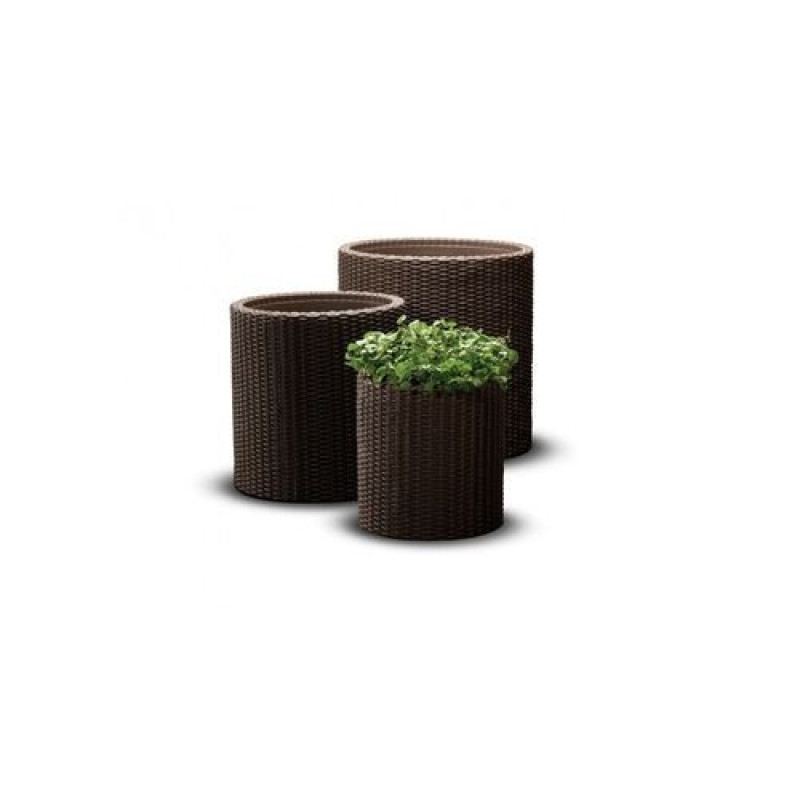 KETER S+M+L CYLINDER PLANTERS trīs puķu podu komplekts, brūns / gab