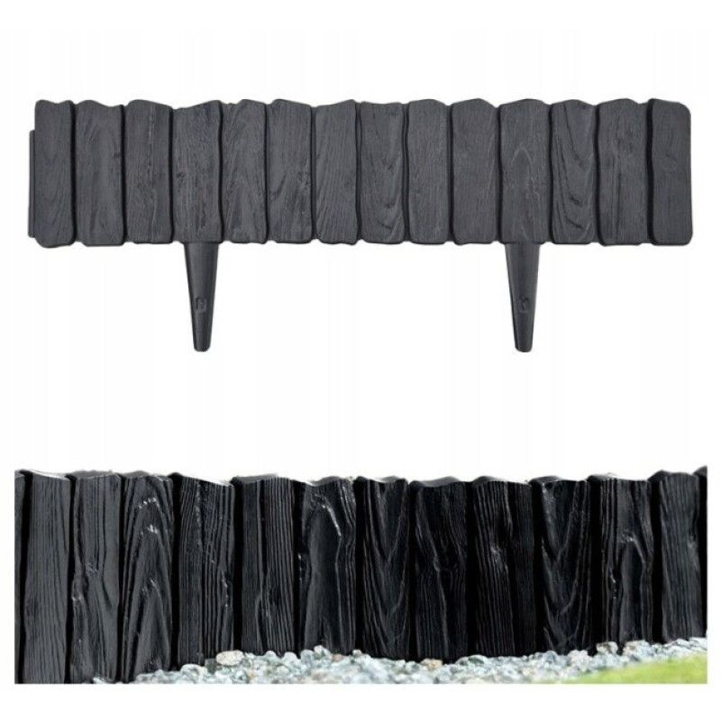 Dekoratīvā zāliena apmale WOOD 58 × 12.5 cm, melna / gab