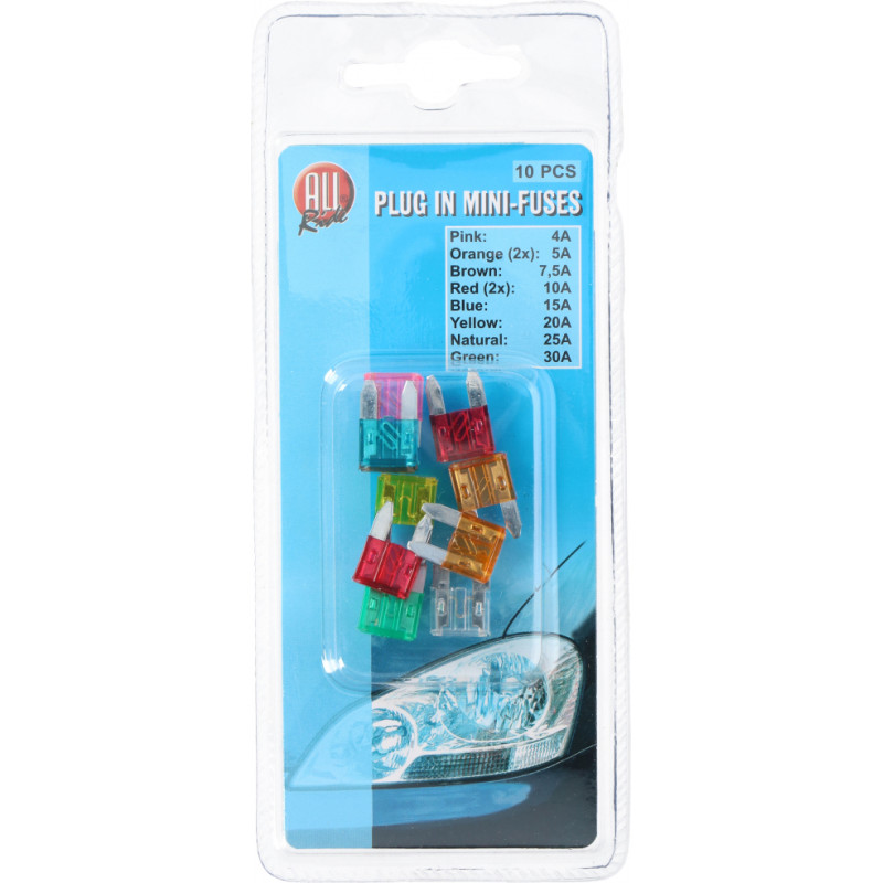 All Ride Automašīnu drošinātāji spraudņi mini 10gab