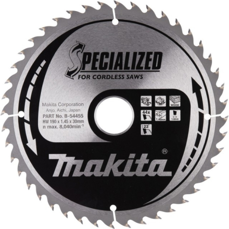 Makita Accessories Griešanas disks kokam MAKITA190x30x1,45mm 44T 23°