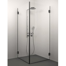 Stikla Serviss dušas stūris Sofia, 900x900 mm, h=2000, melns/caurspīdīgs stikls