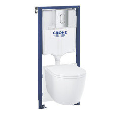 Grohe komplekts 5in1 - pods ar vāku BauCeramic, rāmis, taustiņš Arena Cosmo hroms, stiprin, skaņas izol.