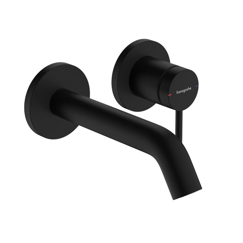 Hansgrohe izlietnes maisītāja Tecturis S virsapmetuma daļa, 2 MC, iztece 165 mm, no sienas, matēta melna