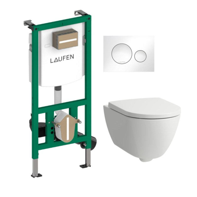 Laufen komplekts-pods ar QR/SC vāku Pro X rimless, rāmis Ineo, taustiņš Moon, balts/balts