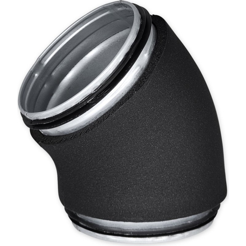 Europlast izolēts līkums metāla, 45°- Ø125mm ar gumijām, presēts, izolācija 19mm