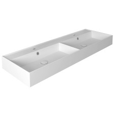 Simas Agile dubultā izlietne 141x46cm, kvadrātformas, pie sienas, balta - gab.