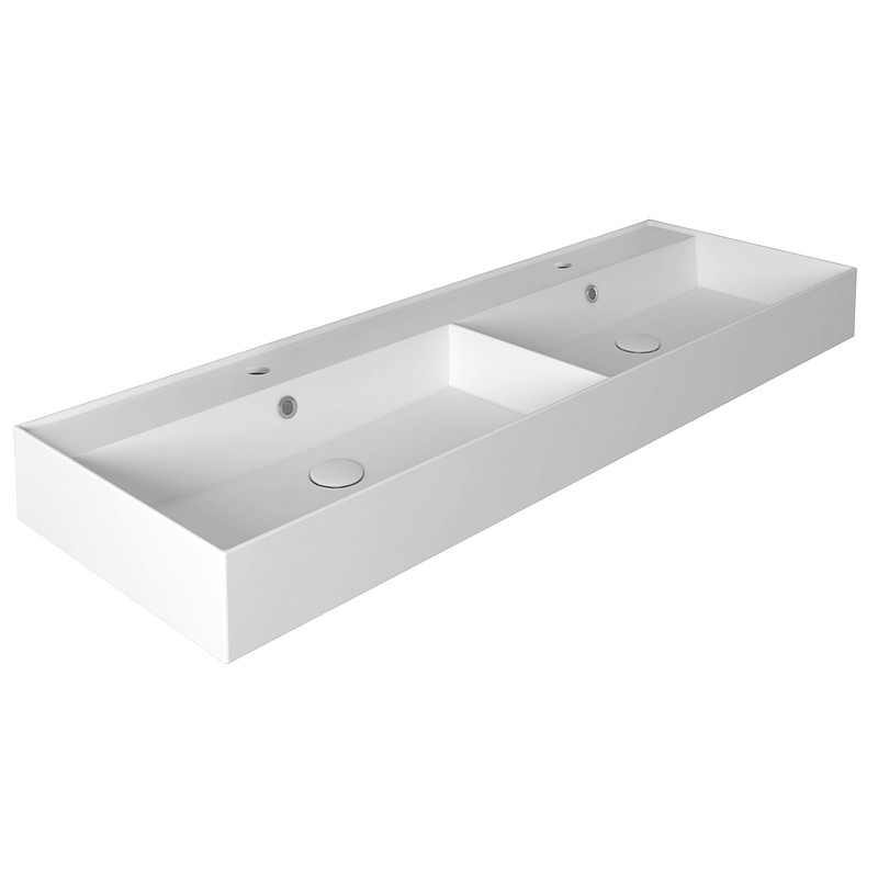 Simas Agile dubultā izlietne 141x46cm, kvadrātformas, pie sienas, balta - gab.