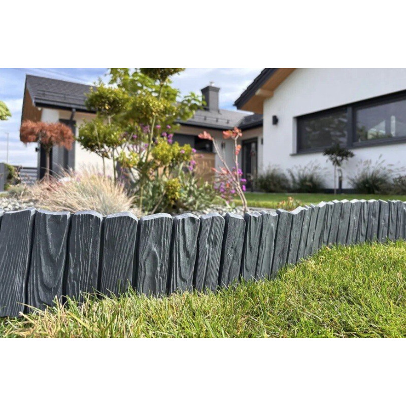 Dekoratīvā zāliena apmale WOOD 58 × 12,5 cm, antracīta / gab