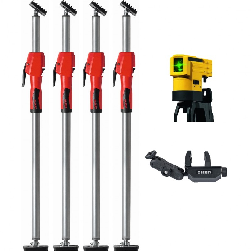 Bessey Teleskopisko atduru komplekts ar lāzera nivelieri BESSEY STE300-SET-LA