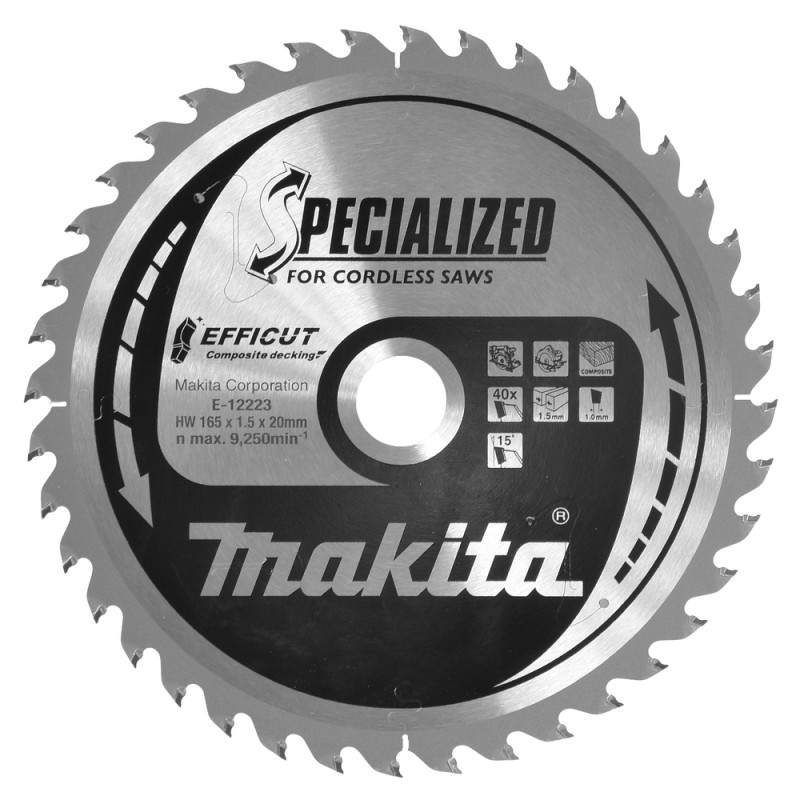 Makita Accessories Disks kompozītmateriālu pārklājumam MAKITA E-12223 HM 165x20x1,5mm Z-40
