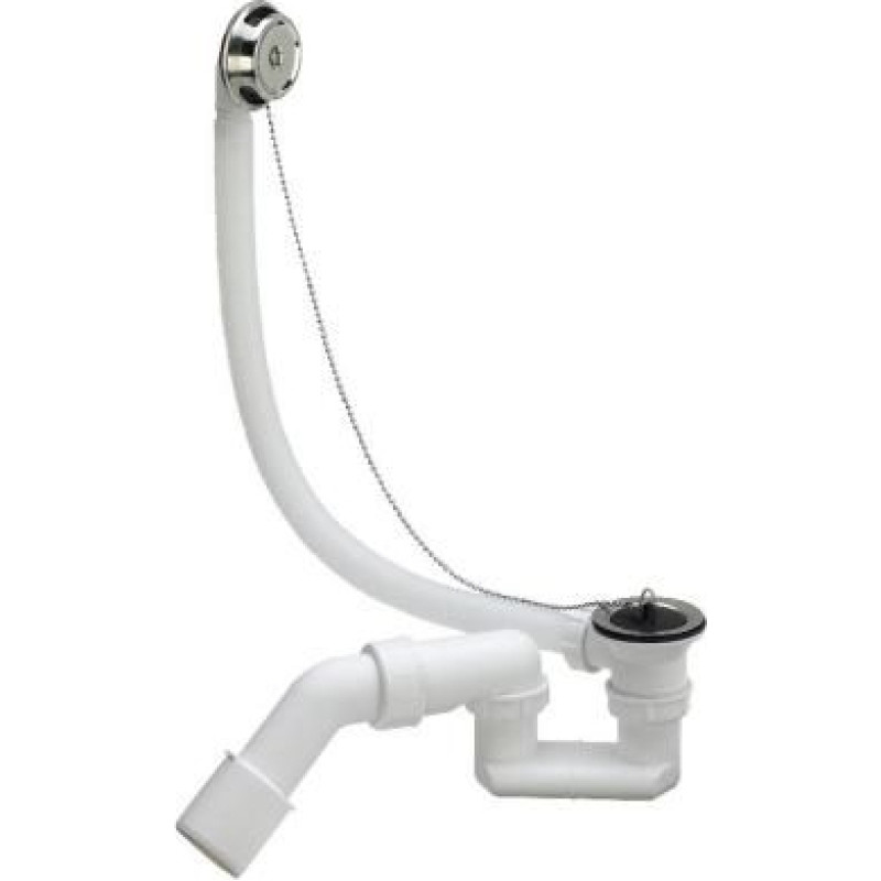 Viega vannas sifons ar izplūdes korķi un ķēdi, d=40/50 mm, plastmasa, balts/hroms #
