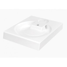 PAA izlietne Claro Grande, 600x750 mm, ar stiprinājumiem un sifonu, ar ziepju trauku, balta