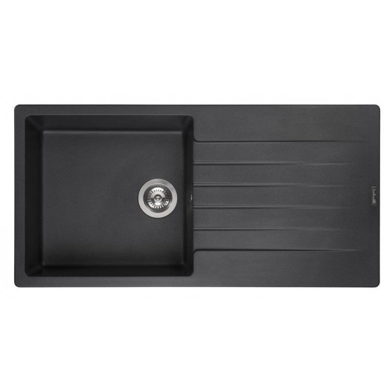 Reginox virtuves izlietne Harlem 10, viena bļoda ar plauktu, 1000x500 mm, black silvery