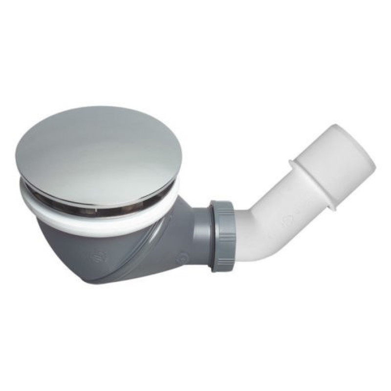 Wirquin James Dušas paliktņa sifons + adapteris, plastmasas, d=90x40/50mm, pelēks/hroms