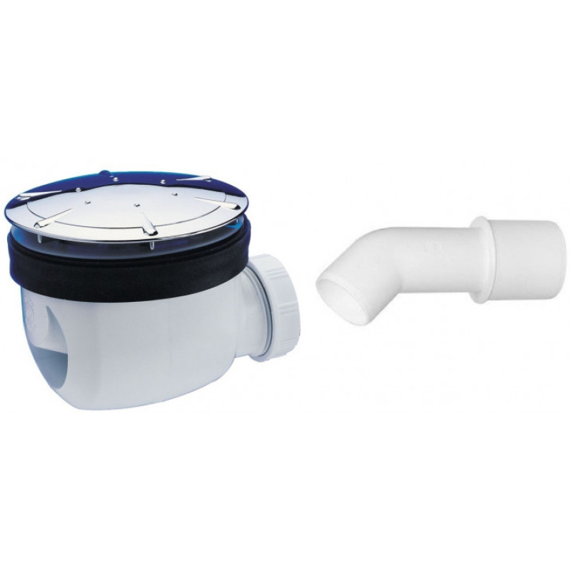 Wirquin dušas paliktņa sifons Twisto, d=90x40/50 mm, 50 l/min, plastmasa, balts/hroms