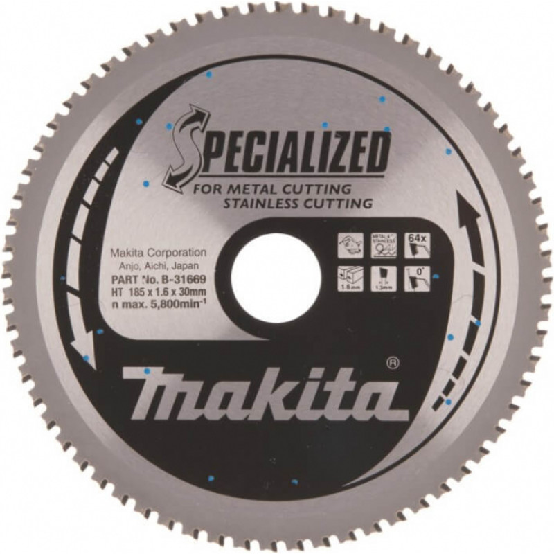 Makita Accessories Zāģripa MAKITA Inox 185x30x1,6mm 64T 0°