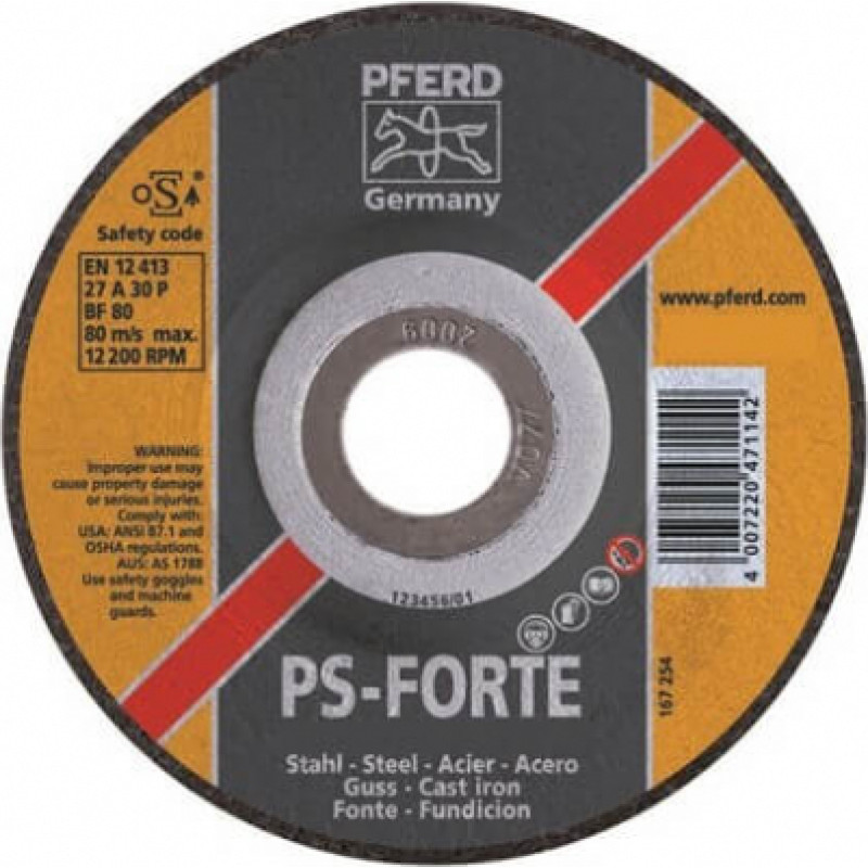 Pferd Tērauda slīpēšanas disks PFERD PSF Ø178x7x22mm A30