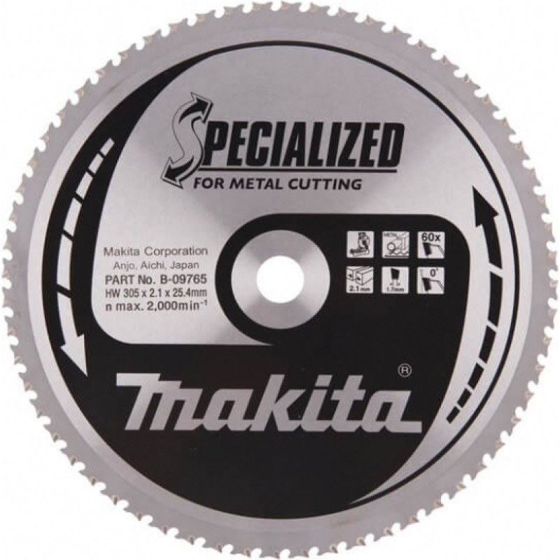Makita Accessories Zāģripa metālam 305x25,4x2,1mm 60T 0° MAKITA B-09765
