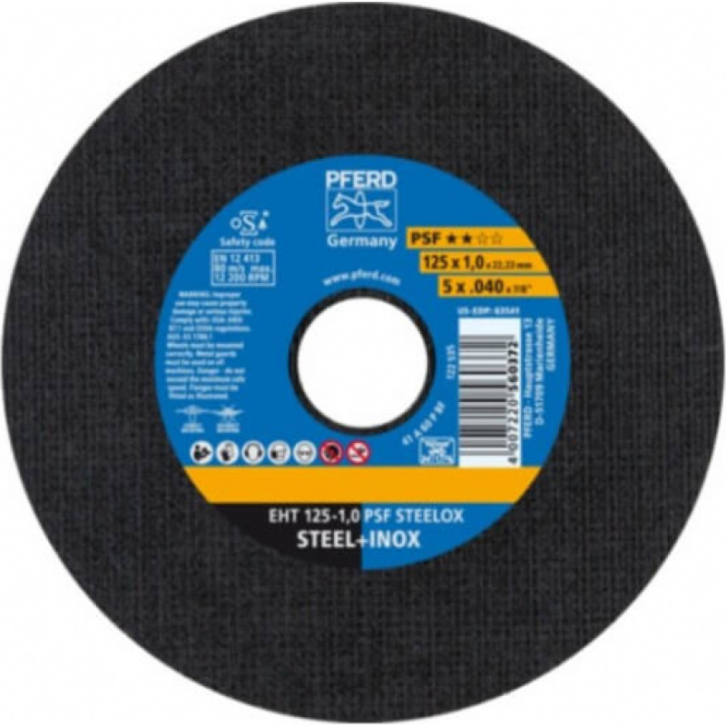Pferd Nerūsējošā tērauda griešanas disks PFERD EHT 125x1,0mm A60 P PSF-INOX