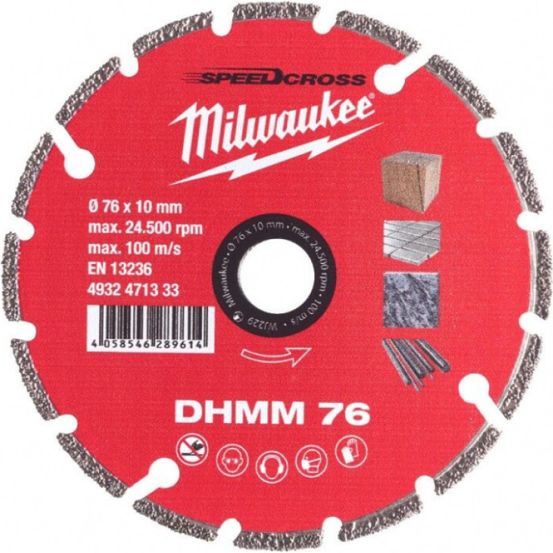 Milwaukee Accessories Universāls dimanta disks MILWAUKEE DHMM 76 76x10mm