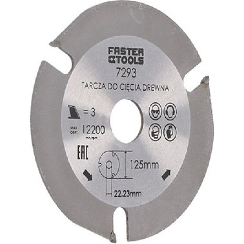 Faster Tools Zāģripa kokam, riģipsim, gāzbetonam 125x22.23m Faster Tools