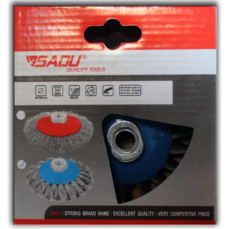 Sadu Birste ar pītiem sariem, liekta 100mm M14x2,00 SADU