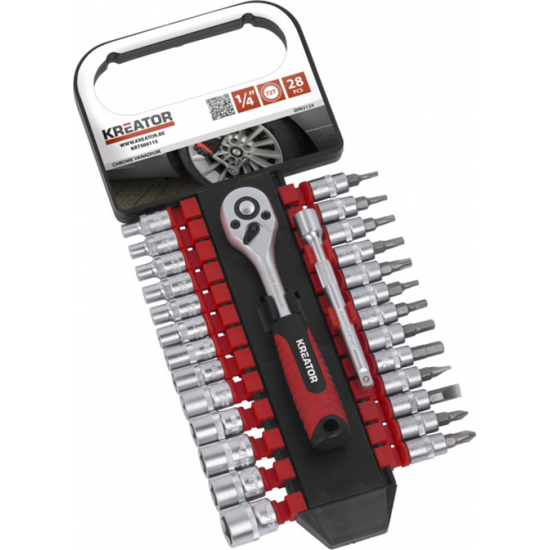 Kreator Instrumentu komplekts 1/4'' (28gab.) KRT500115 KREATOR