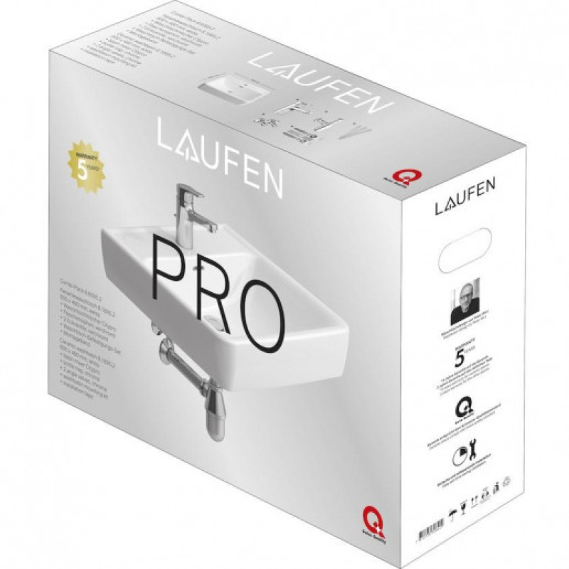 Laufen izlietnes un maisītāja komplekts Pro A/CityPro, 600x480 mm, ar sifonu un ventiļiem, balta