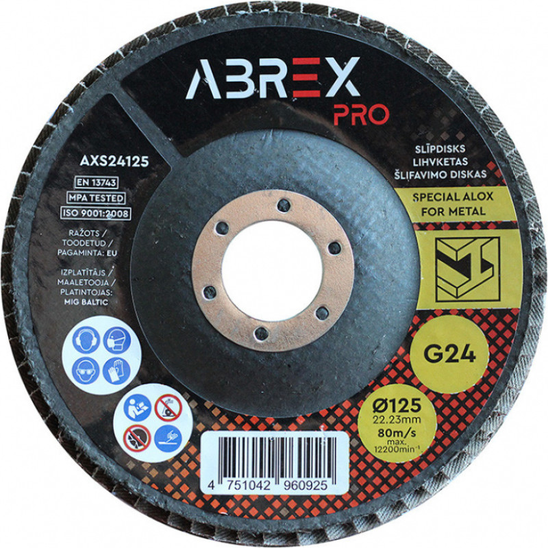 Abrex Slīpējamais disks lapiņu 125mm G24 Standard ABREX