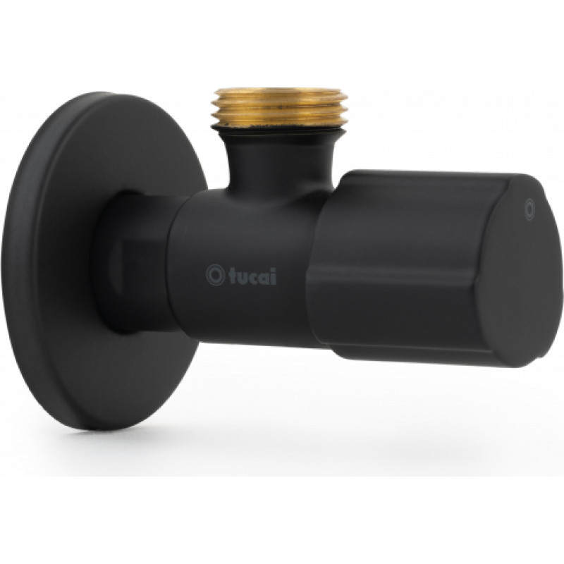 Tucai stūra ventīlis - 1/2x1/2 melns