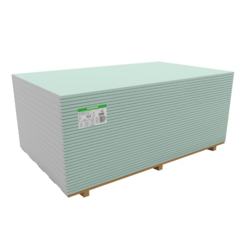 Norgips S (GKBI) mitrumizturīgs reģipsis (ģipškartons) 12,5x1200x2600mm