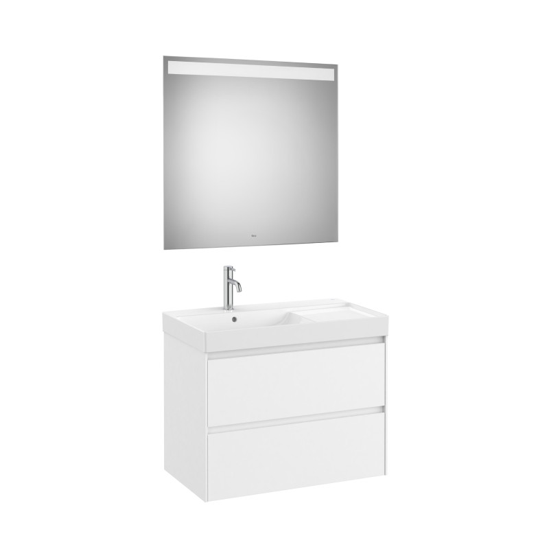 Roca Ona Mēbeļu komplekts (skapītis ar izlietni, LED spogulis), 80cm, matēts balts