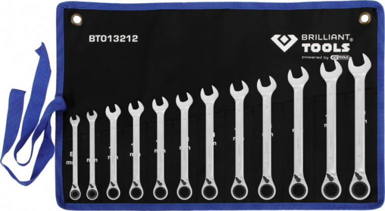 Brilliant Tools Kombinēto sprūdatslēgu komplekts 8-19mm