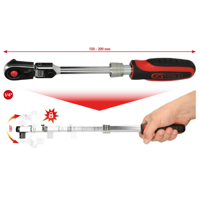 Ks Tools 1/4" SlimPOWER telescopic-joint reversible