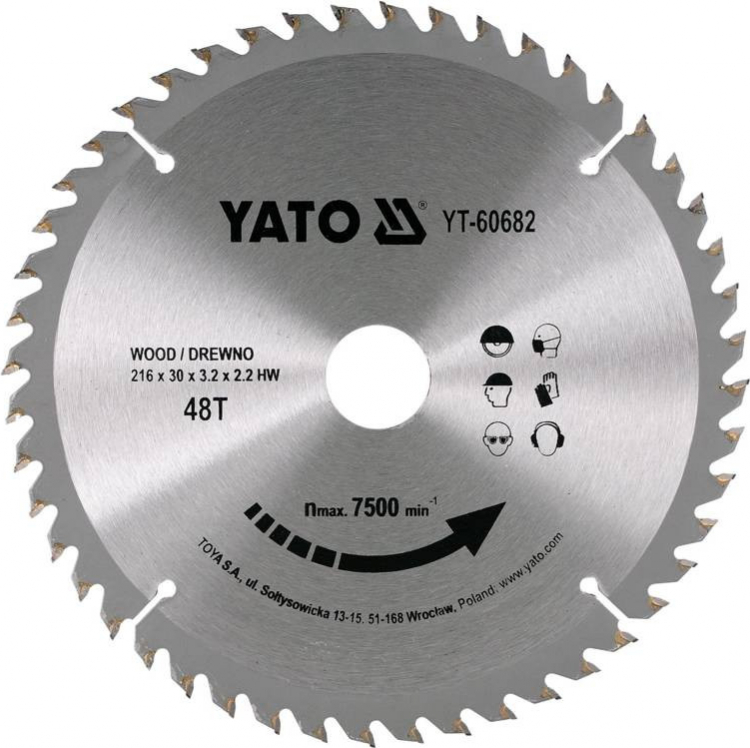 Yato Zāģripa kokam 216x30mm 48T TCT